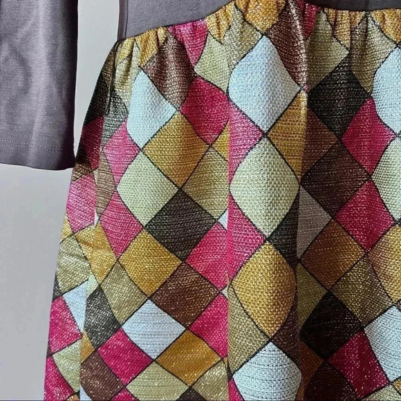 NWT Y2K Alice + Olivia Chocolate Brown Checkered Turtleneck Mini Dress M - Picture 4 of 13